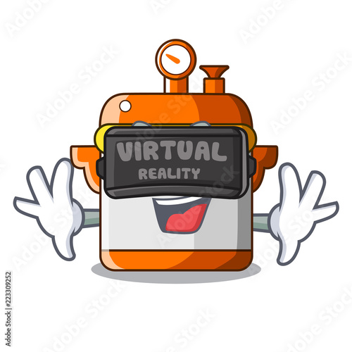 Virtual reality electric rice cooker isolated on cartoon