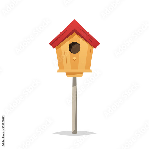 Fotografering Wooden birdhouse vector isolated illustration