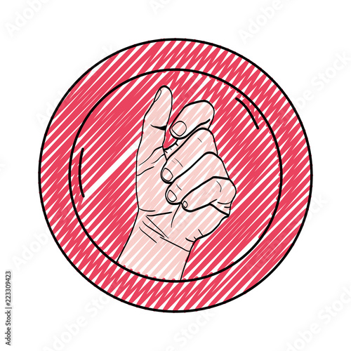 doodle sticker with hand protest revolution symbol