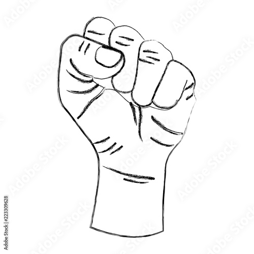 grunge person hand up oppose protest