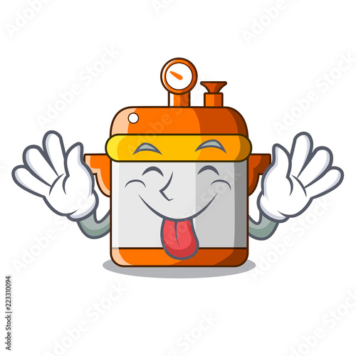 Tongue out electric pressure cooker isolated on mascot
