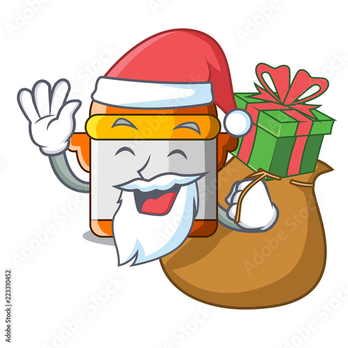 Santa with gift electric pressure cooker isolated on mascot