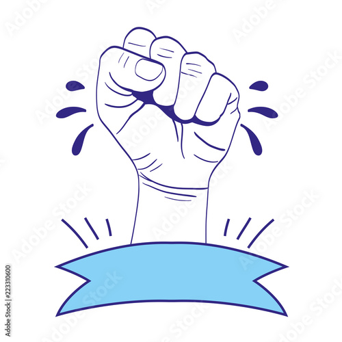 duo color oppose hand protest revolution with ribbon