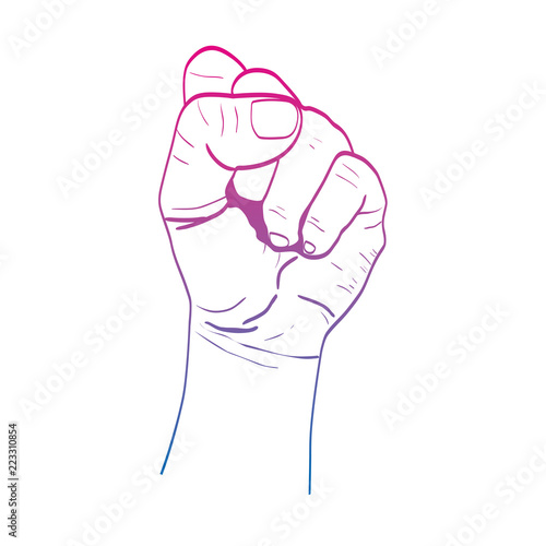 degraded line hand up oppose protest demonstration