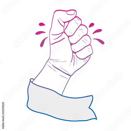 degraded line person hand oppose protest with ribbon