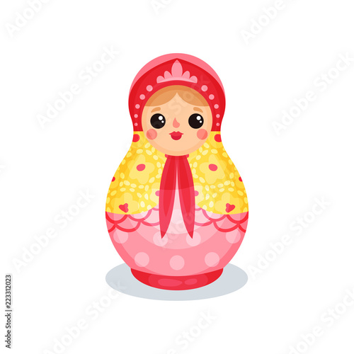 Russian nesting doll, wooden matryoshka vector Illustration on a white background