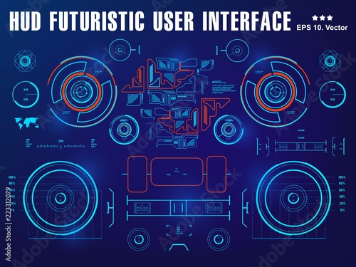 Futuristic virtual graphic touch user interface, target Sci-Fi Helmet HUD. Future Technology Display Design