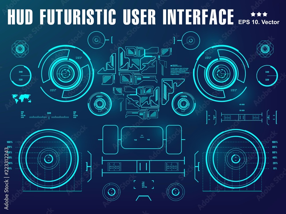 Hud interface dashboard, virtual reality interface, futuristic virtual graphic touch user interface, target Hud interface dashboard, virtual reality interface, futuristic virtual graphic touch user interface, target