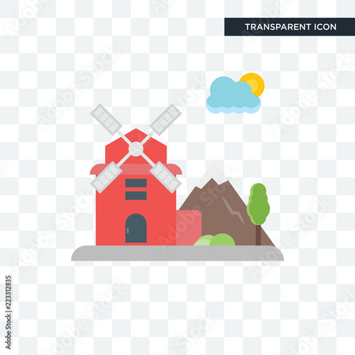 Windmill vector icon isolated on transparent background, Windmill logo design © VectorGalaxy