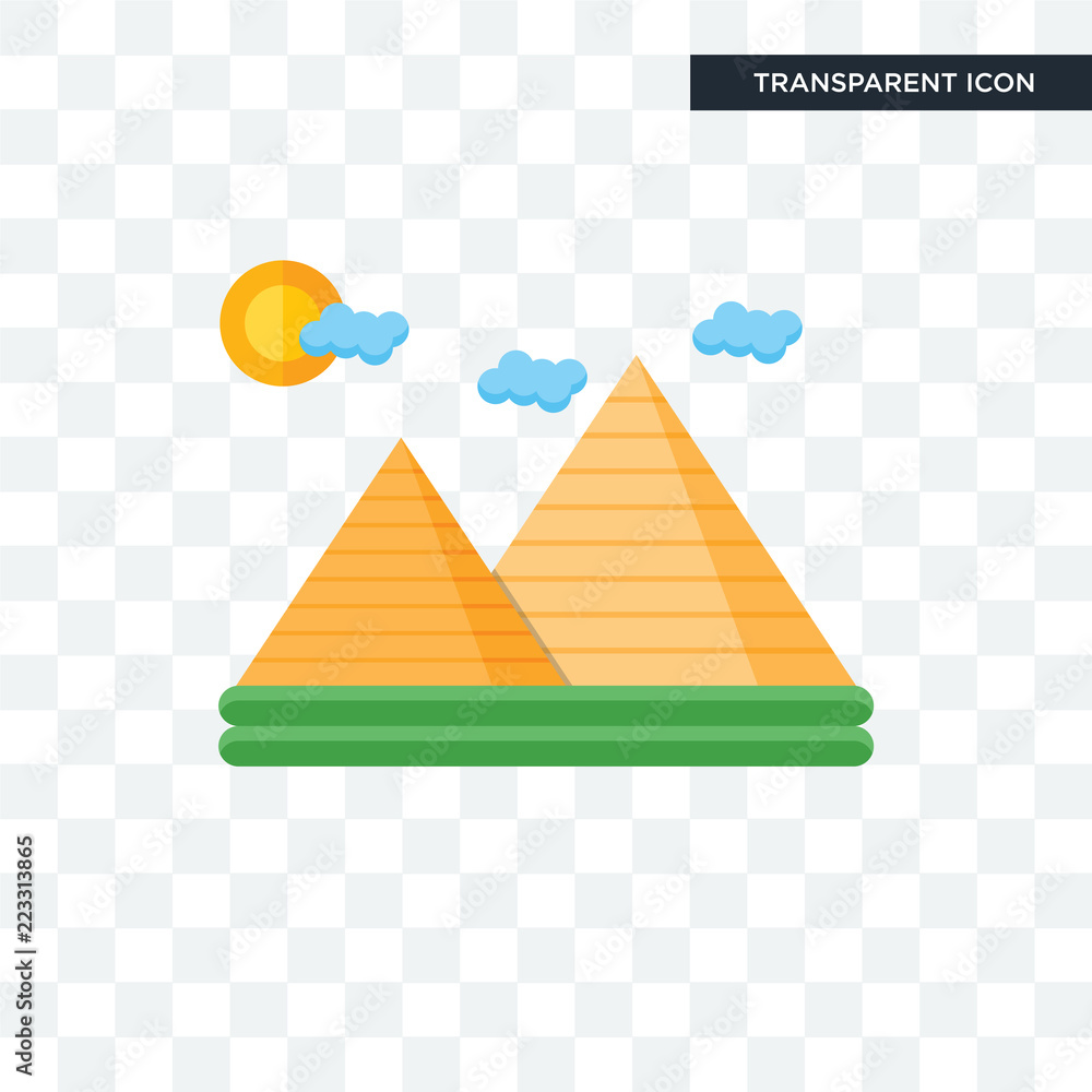 Pyramids vector icon isolated on transparent background, Pyramids logo design