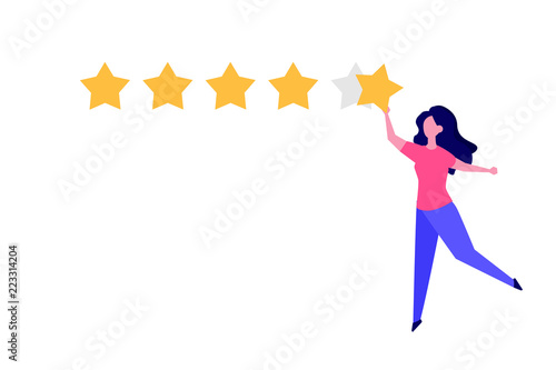Happy customer, User feedback review concept vector illustration flat style.