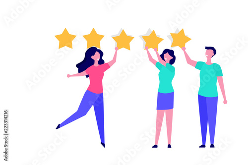 Happy customer, User feedback review concept vector illustration flat style.