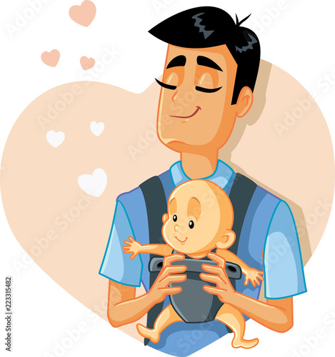 Loving Father Holding Baby Vector Illustration