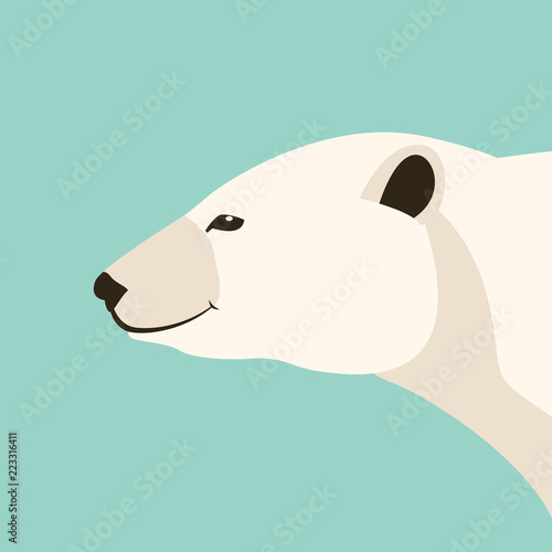 polar bear head    vector illustration flat style  profile 