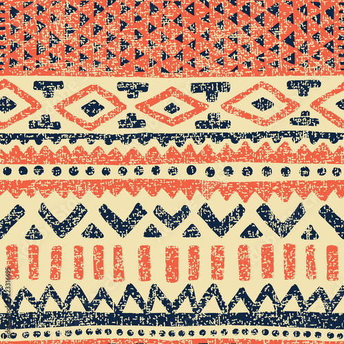 Seamless ethnic pattern. Vintage print for carpet. Grunge old texture. Vector illustration.