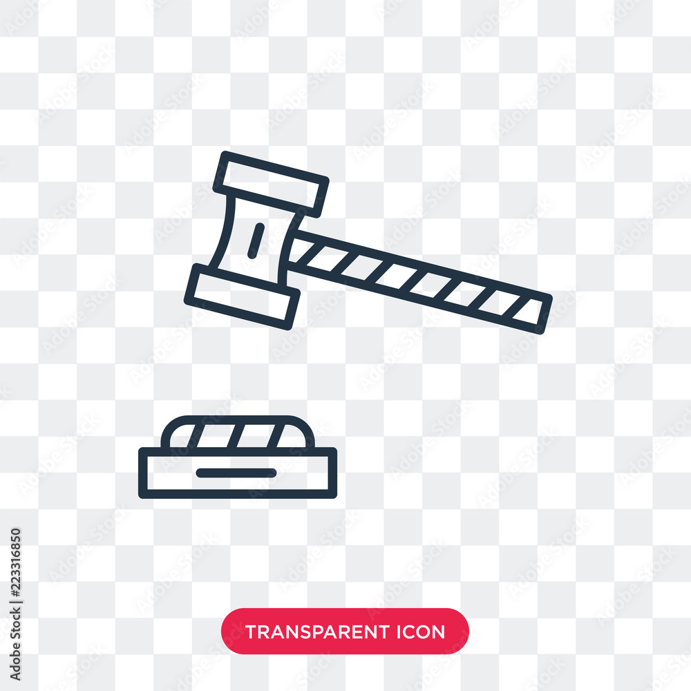 Naklejka premium Gavel vector icon isolated on transparent background, Gavel logo design