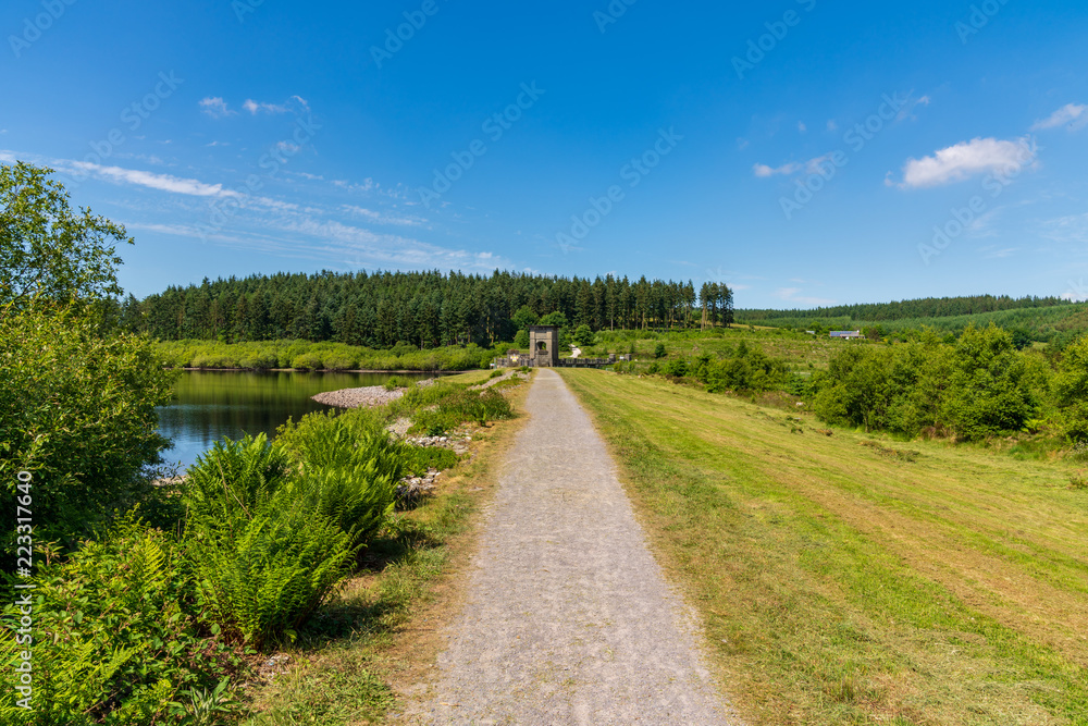 Footpath towards the dam of the Alwen Reservoir, Conwy, Wales, UK