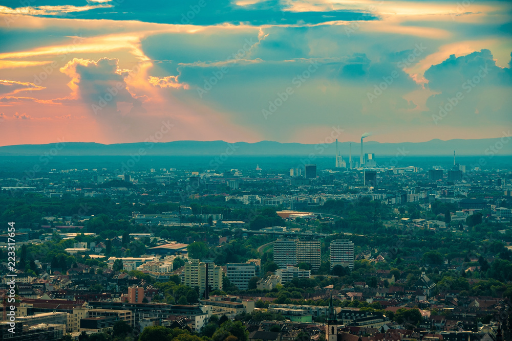 Stormy Weather over Karlsruhe, photographed from Turmberg, Durlach, Germany, 2018.