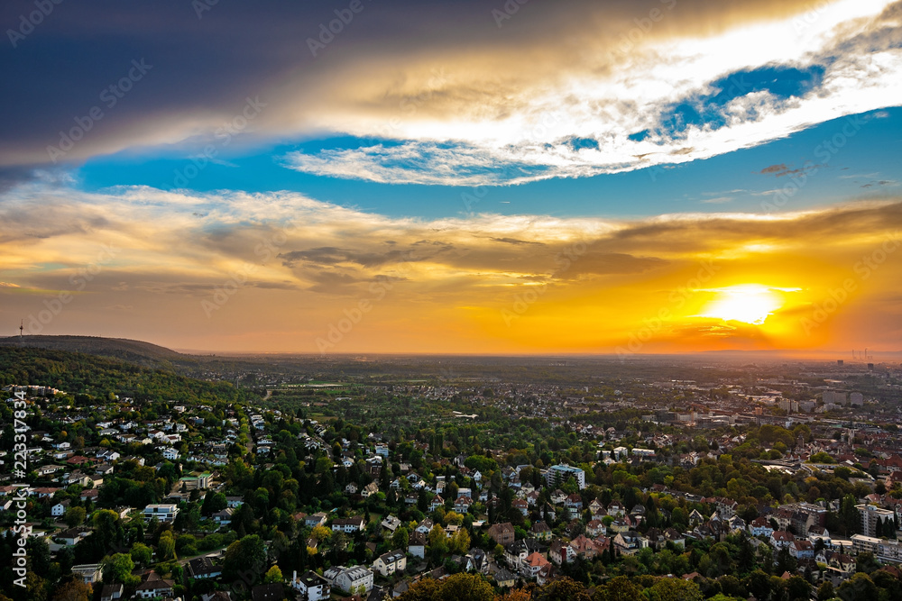 Stormy Weather over Karlsruhe, photographed from Turmberg, Durlach, Germany, 2018.