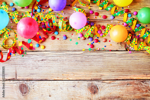Carnival or birthday background and party balloons