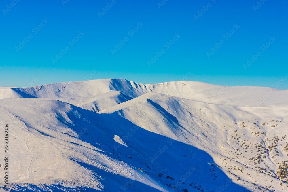 Amazing winter mountain landscape in Ukrainian Carpathians