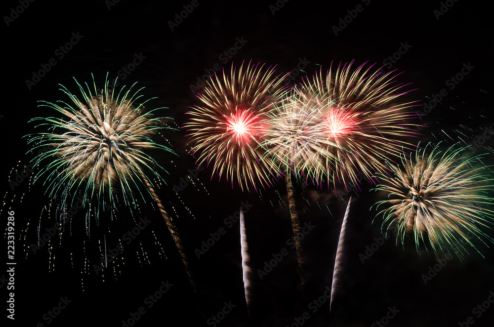 Beautiful fireworks on dark sky, Pattaya International Fireworks Festival Thailand. Beautiful fireworks on dark sky, Pattaya International Fireworks Festival Thailand.