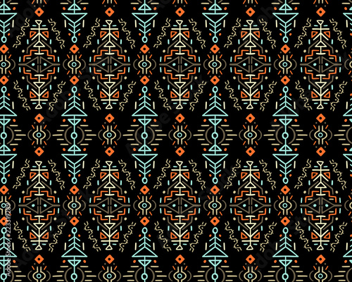 Vector Seamless Pattern in Ethnic Style. Creative tribal endless ornament, perfect for textile design, wrapping paper, wallpaper or site background. Trendy hand drawn boho tile. photo