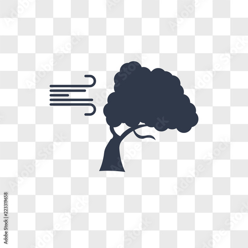 Wind bending Tree vector icon isolated on transparent background, Wind bending Tree logo design