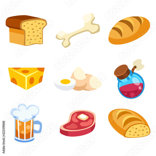 Set of cartoon food icons