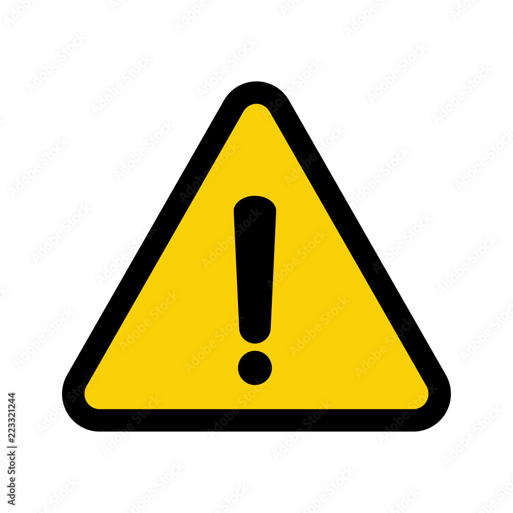 Yellow hazard warning mark. Danger warning attention sign, caution sign isolated vector illustration Yellow hazard warning mark. Danger warning attention sign, caution sign isolated vector illustration