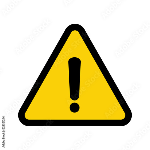 Yellow hazard warning mark. Danger warning attention sign, caution sign isolated vector illustration
