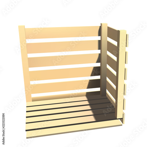 Wooden box for storage of goods. Export of products. Vector illustration.