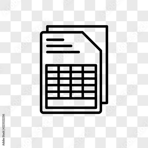 Document with Tables vector icon isolated on transparent background, Document with Tables logo design