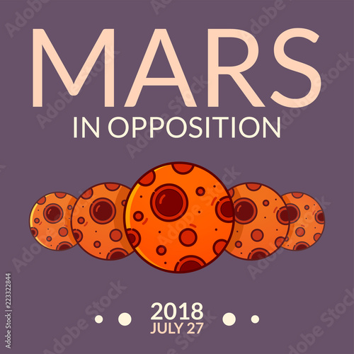 Planet Mars in opposition vector illustration
