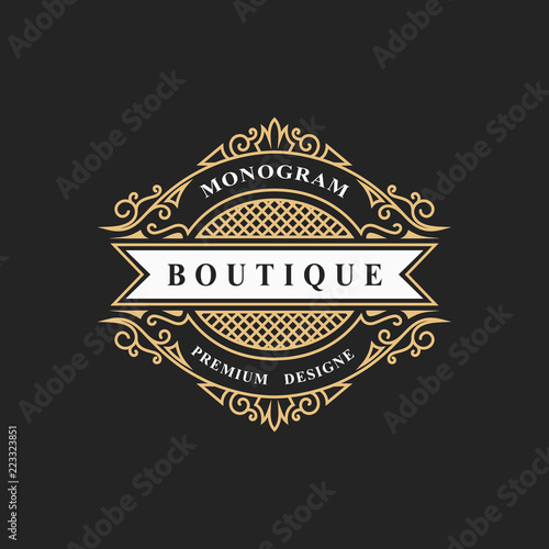 Monogram design elements, graceful template. Calligraphic elegant line art logo design. Emblem sign for Royalty, business card, Boutique, Hotel, Restaurant, wine. Frame for label. Vector illustration