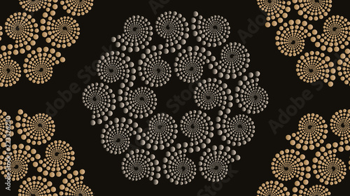 embroidery seamless pattern spirals of dots in gold silver