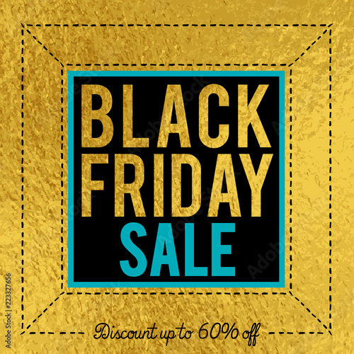 Black friday sale banner on golden luxury background, vector illustration