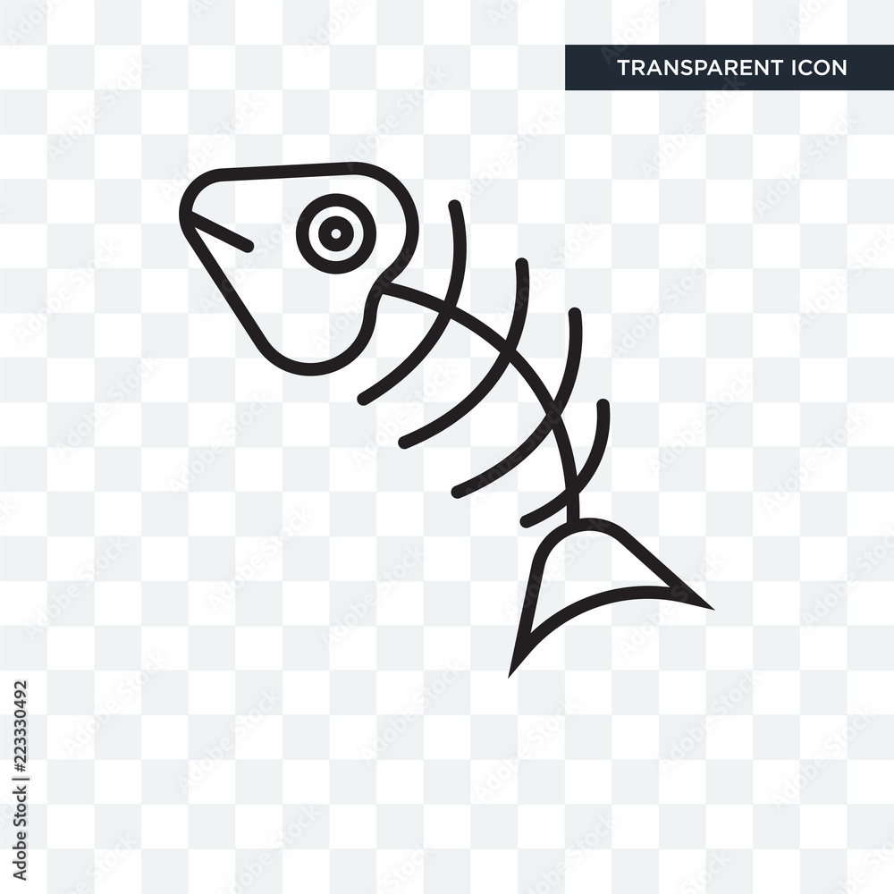 Fish bones vector icon isolated on transparent background, Fish bones logo  design Stock Vector
