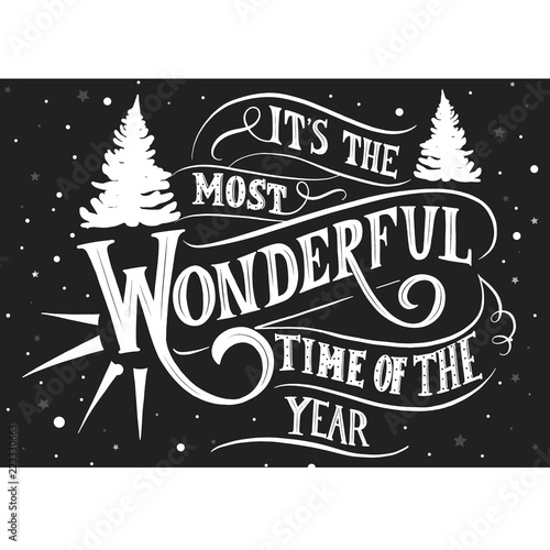 Merry Christmas and happy new year -  round stamp  inscription hand lettering vector.