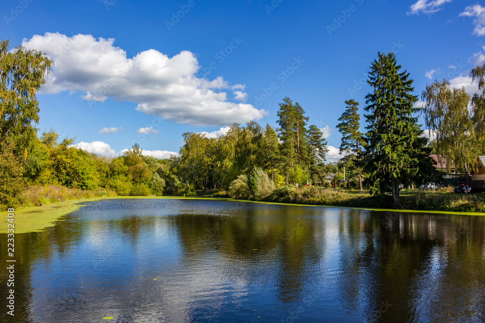 View of the Upper Komsomolskiy pond, Obninsk. Russia
