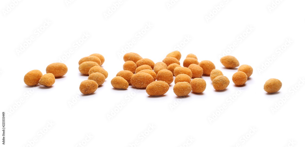 Spicy hot peanuts pile isolated on white background Spicy hot peanuts pile isolated on white background