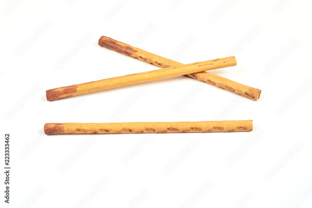 biscuit sticks with sweet filling on white background. biscuit sticks with sweet filling on white background.