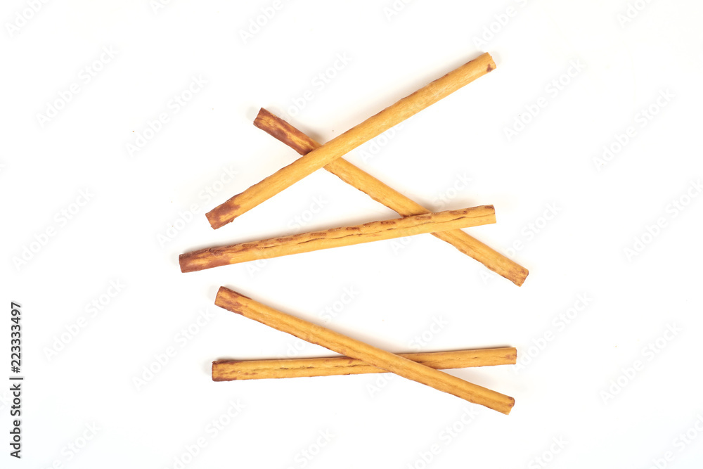 biscuit sticks with sweet filling on white background. biscuit sticks with sweet filling on white background.