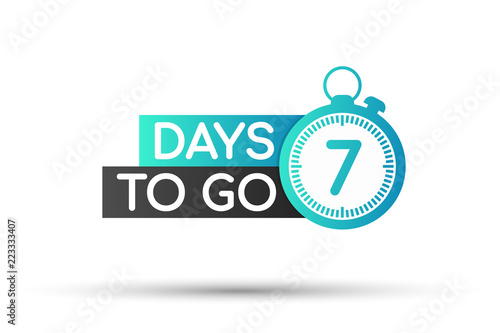 Seven days to go flat icon. Vector illustration.