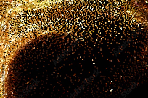 Schilderij op canvas Golden glitter texture on black background