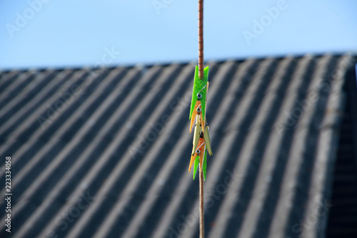 clothespins on a clothesline