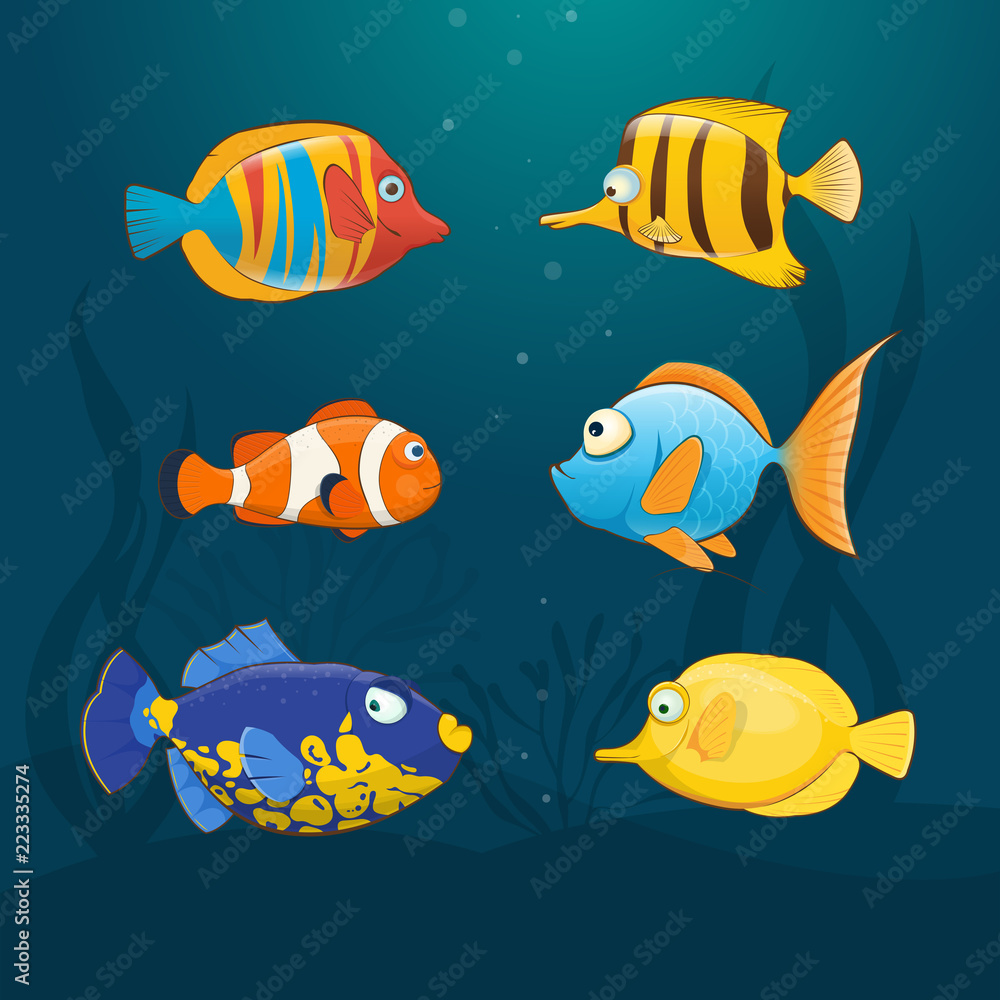 Fototapeta premium Colorful exotic fishes underwater