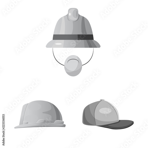 Isolated object of headgear and cap logo. Collection of headgear and accessory stock symbol for web.