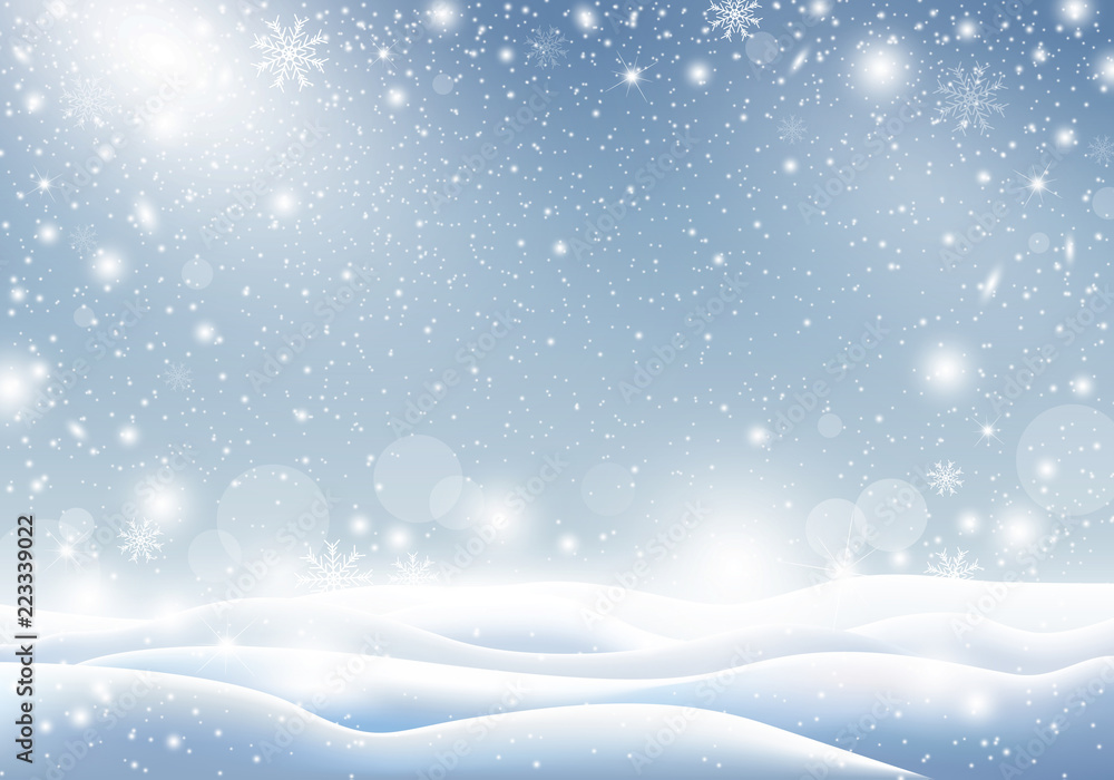 Naklejka premium Winter background of falling snow Christmas card design vector illustration