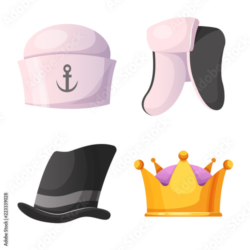 Isolated object of headgear and cap symbol. Set of headgear and accessory vector icon for stock.